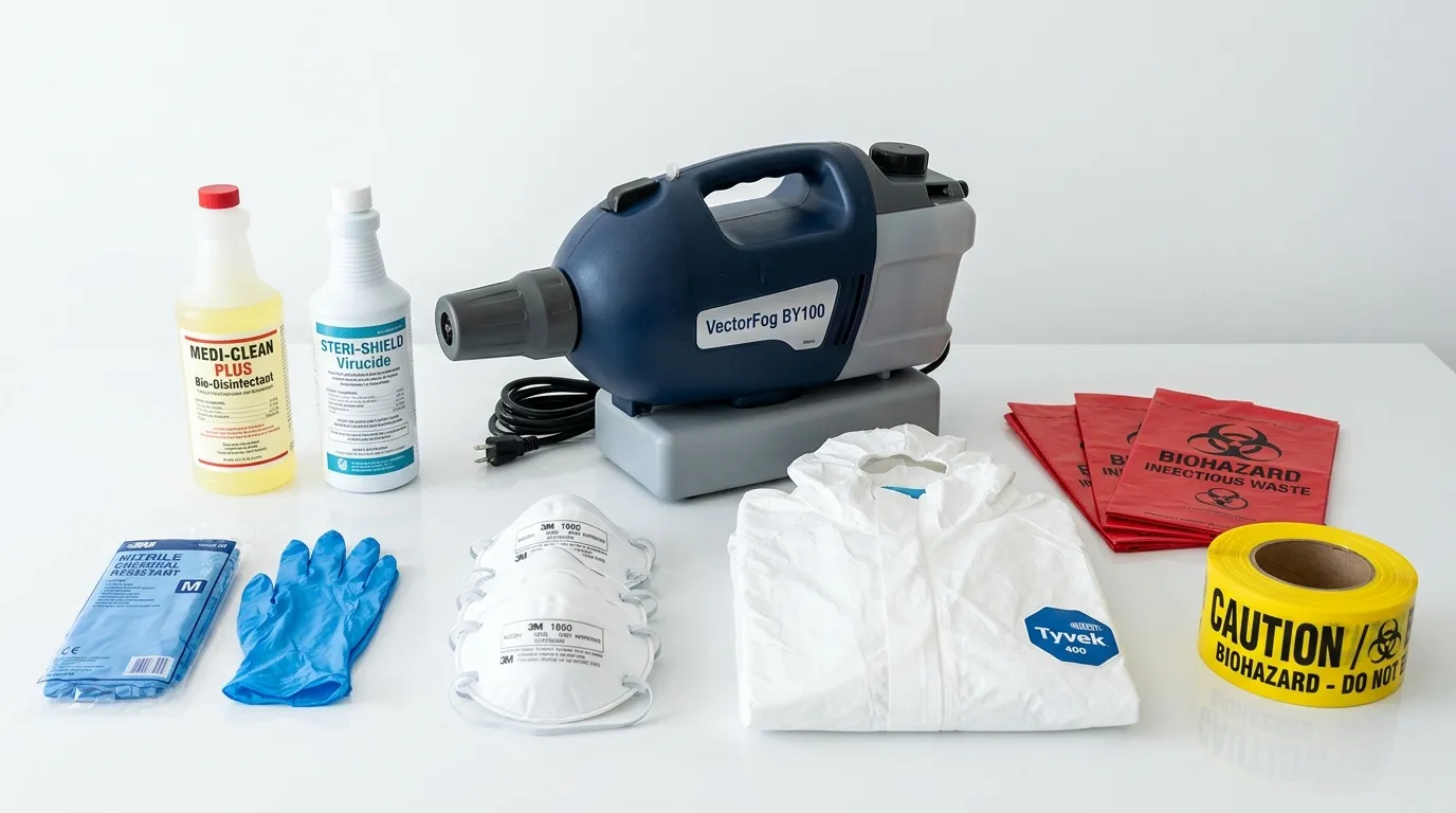 Professional biohazard remediation crew working in Chester